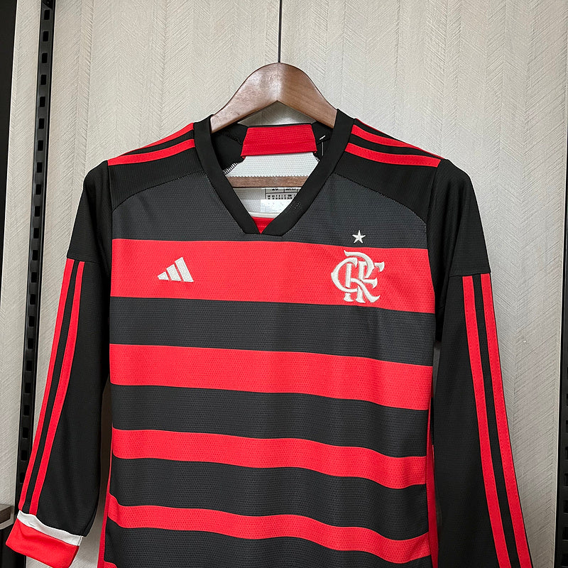 Kit Infantil Flamengo 24/25 Rubro Negro Manga Longa