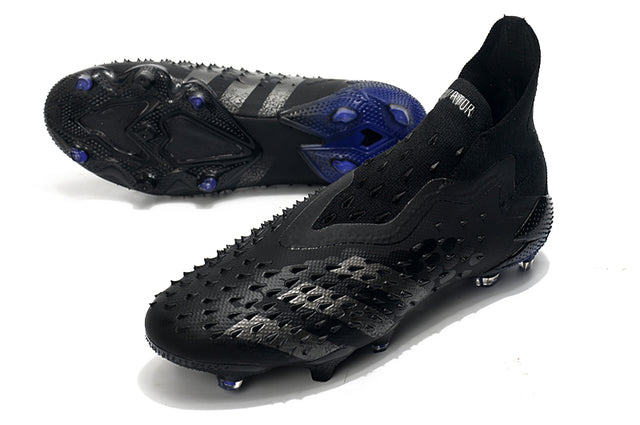 Chuteira Campo Adidas Predator Freak + FG Black/Blue - Cano Alto