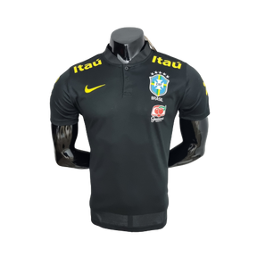 Camisa Brasil Polo Gola Baixa  Preta - Masculina