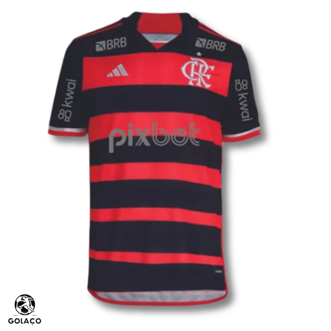 Camisa do Flamengo 24/25 Rubro Negra com Patch campeão Copa do Brasil + Chaveiro