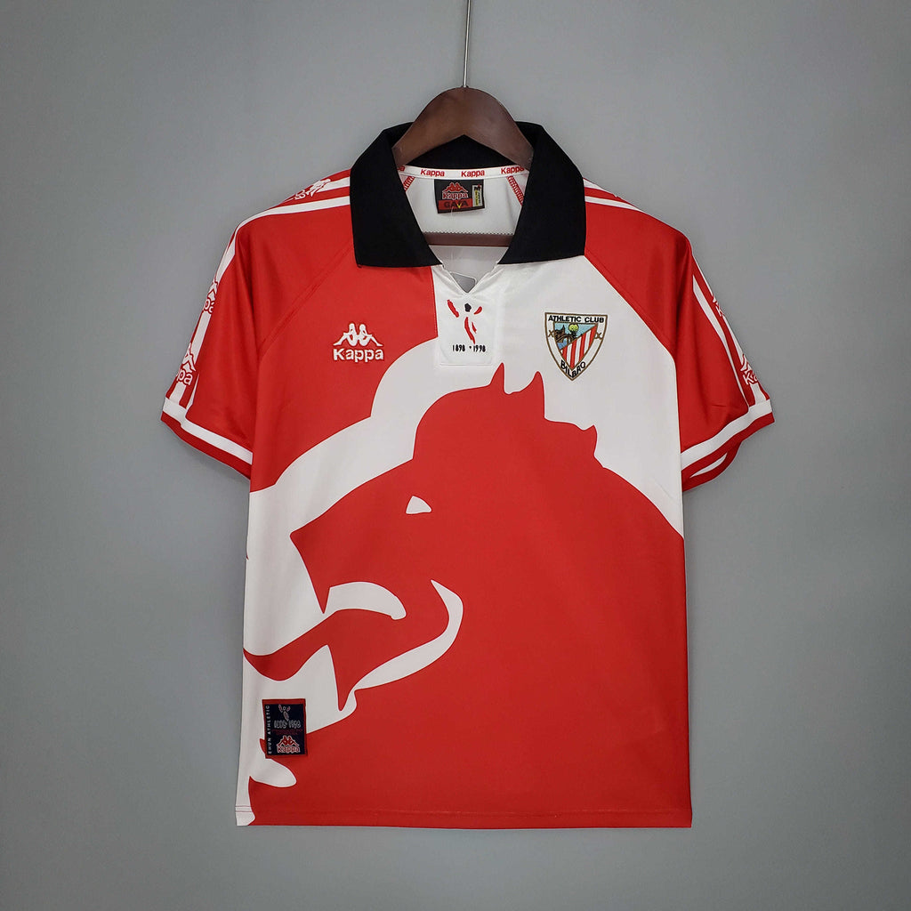 Camisa Athletic Bilbao Retrô 1997/1998 Vermelha e Branca - Kappa